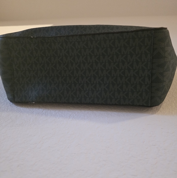 Michael Kors Dark Green Logo Chain-Handle Tote Jet Set Travel Large Signature - Picture 8 of 11